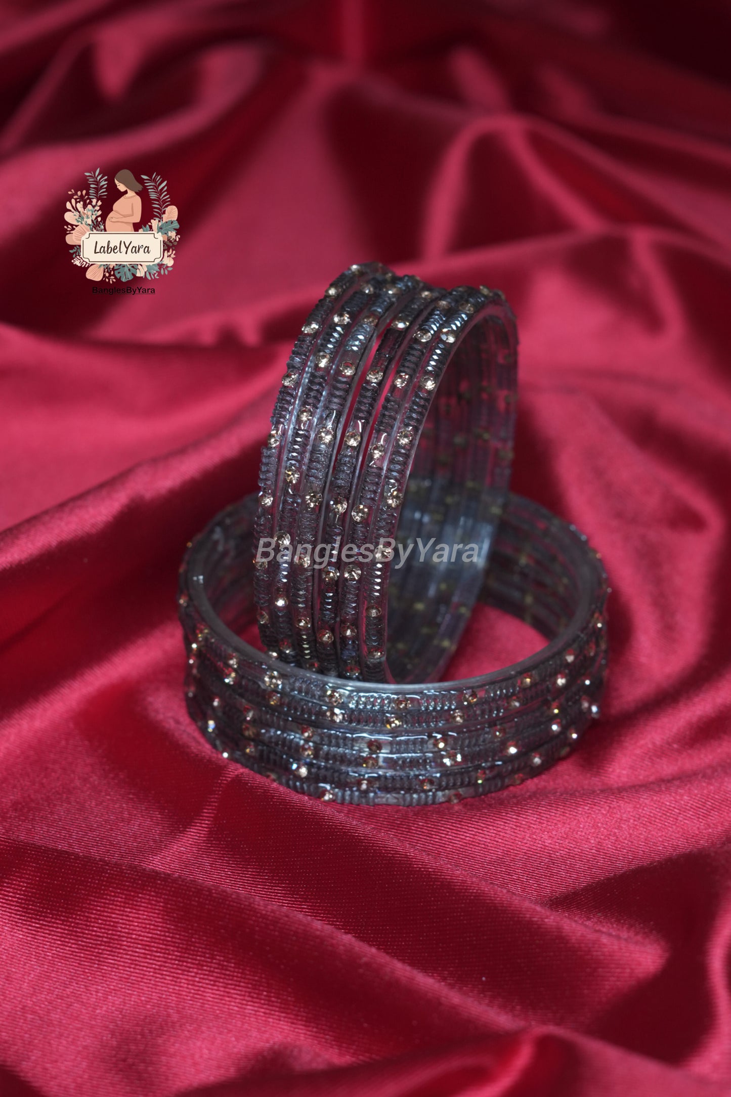 Stone - Crystal Glass Bangles
