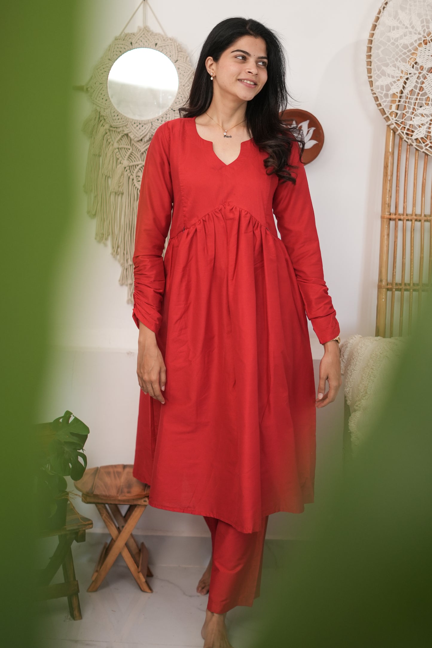 Luna Maternity Semi Silk Kurti ( 2 -Piece Set)