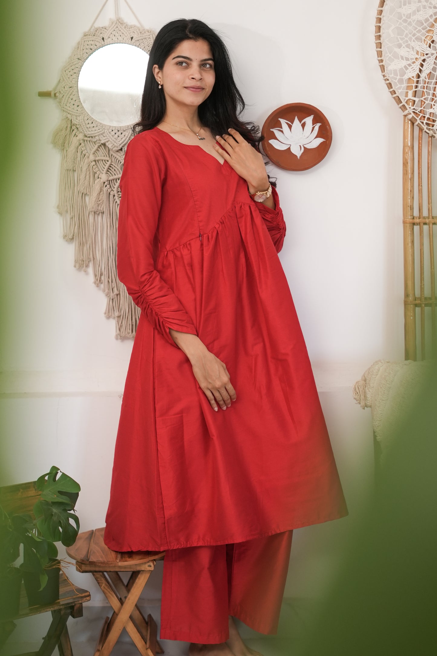 Luna Maternity Semi Silk Kurti ( 2 -Piece Set)