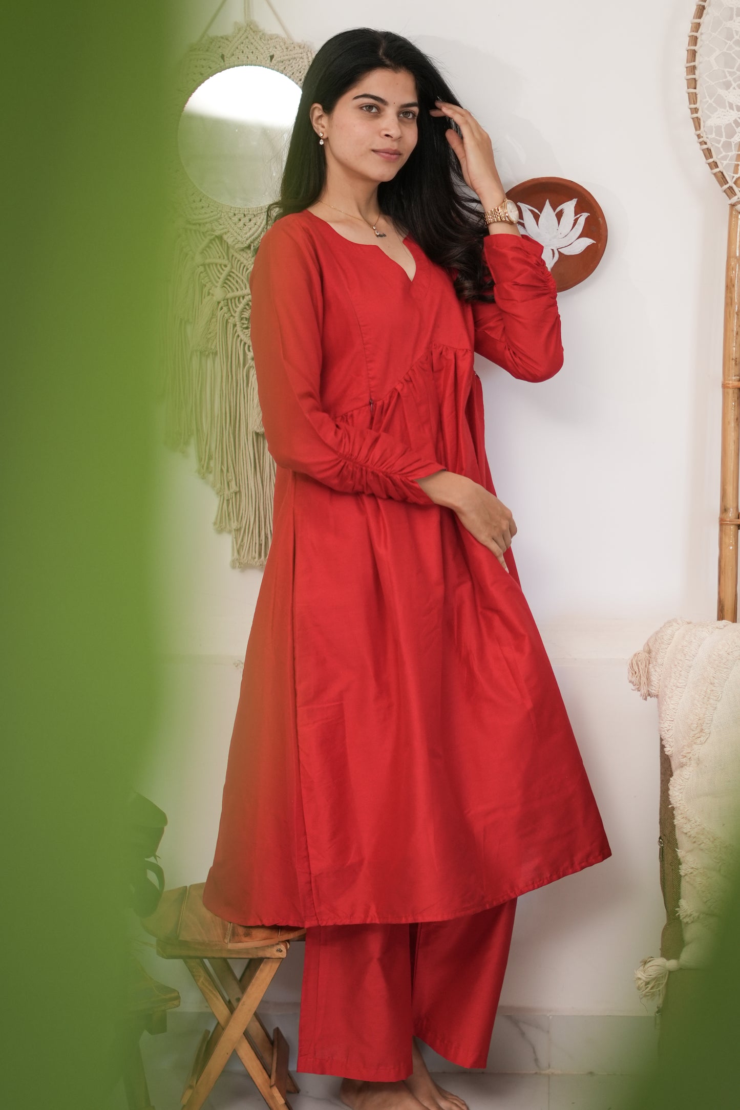 Luna Maternity Semi Silk Kurti ( 2 -Piece Set)