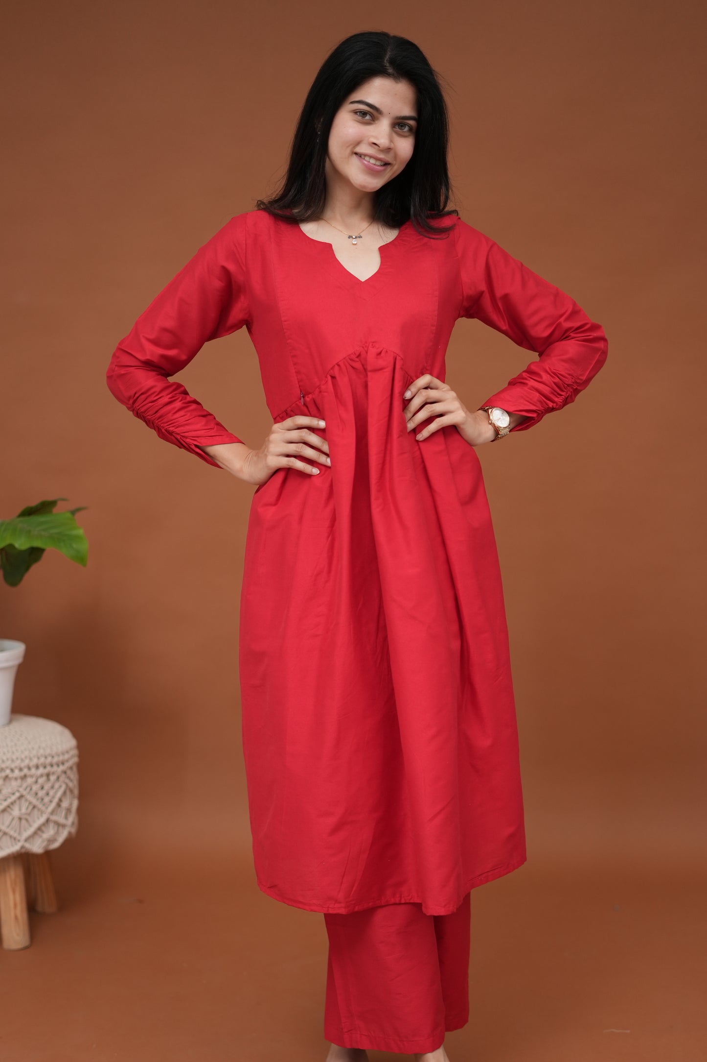 Luna Maternity Semi Silk Kurti ( 2 -Piece Set)
