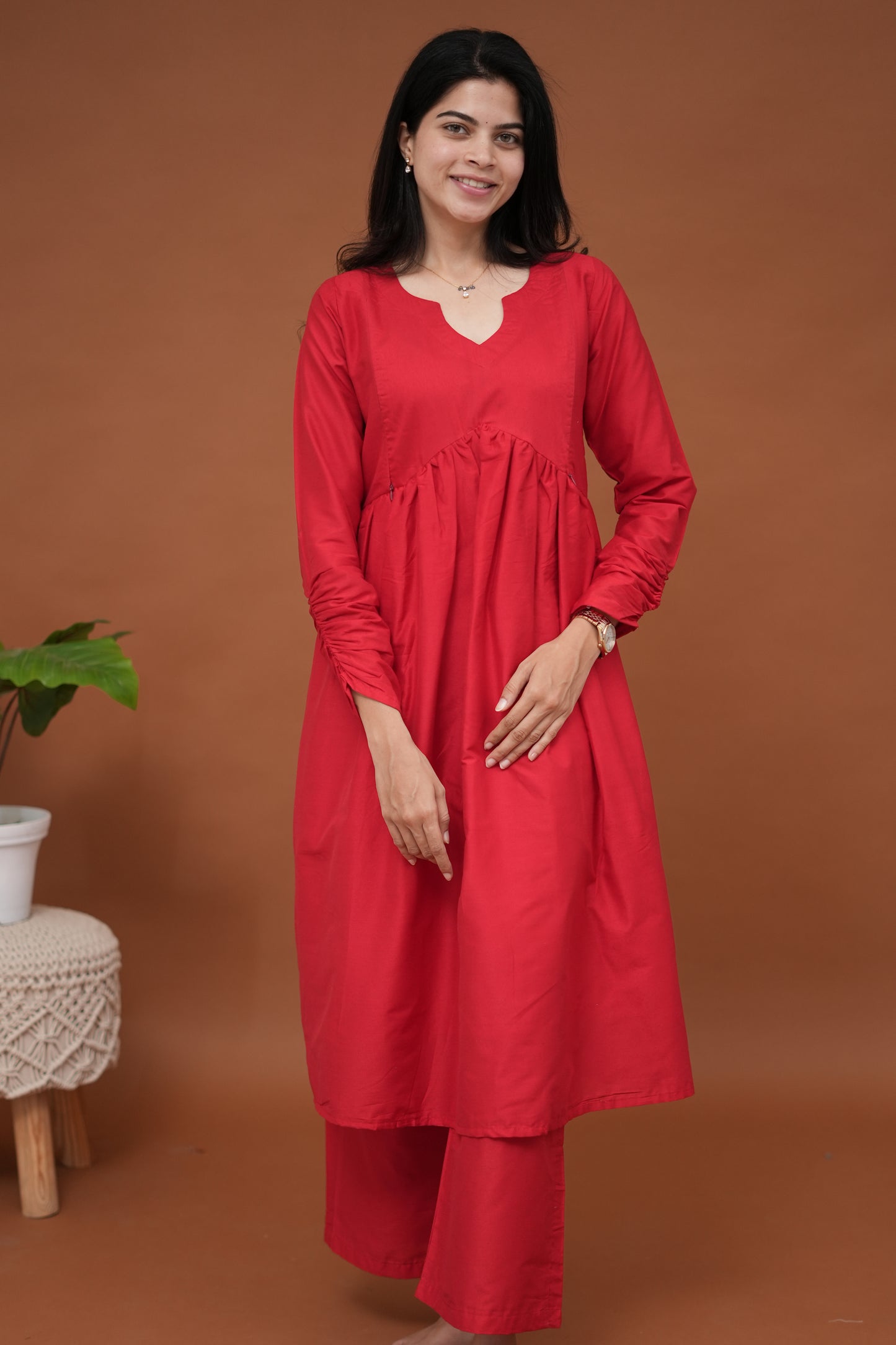 Luna Maternity Semi Silk Kurti ( 2 -Piece Set)