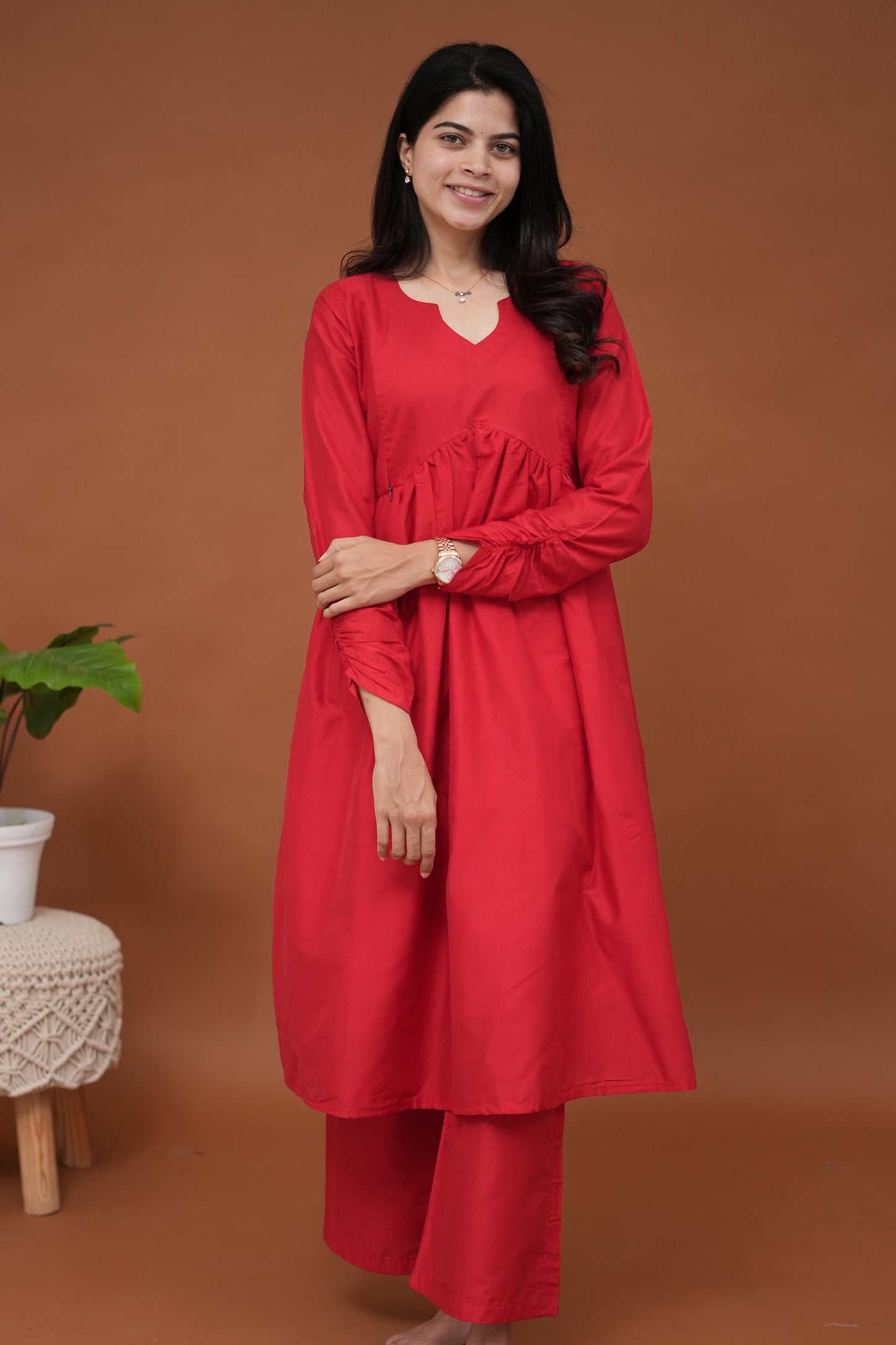 Luna Maternity Semi Silk Kurti ( 2 -Piece Set)