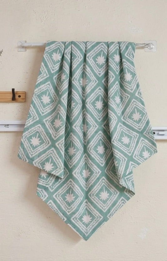 Mint palmMuslin Baby Towel