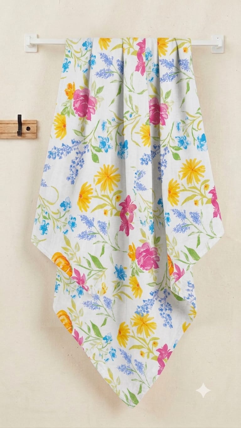 Floral Muslin Baby Towel