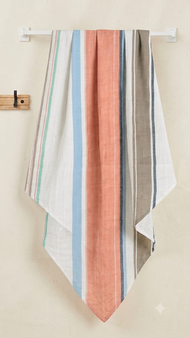 Multi stripe Muslin Baby Towel