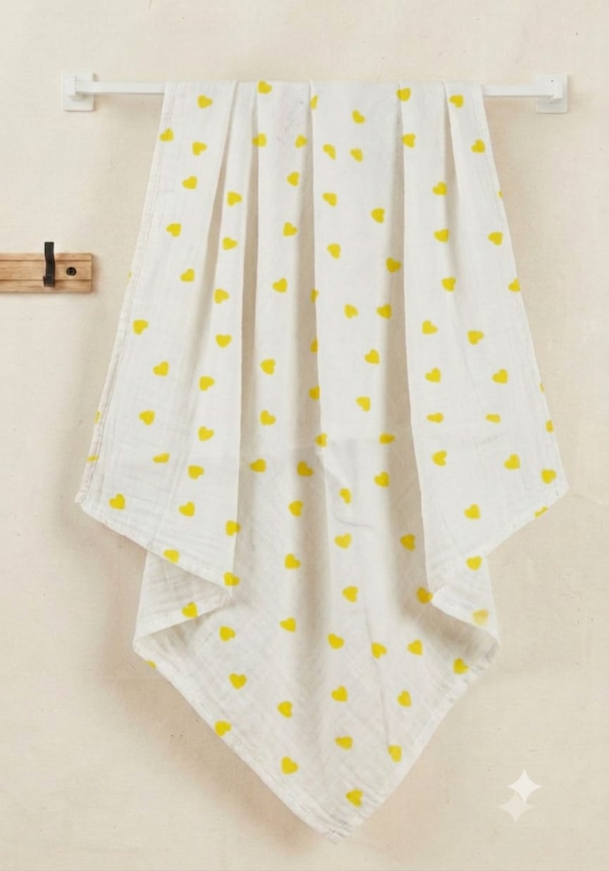 Mini heart Muslin Baby Towel
