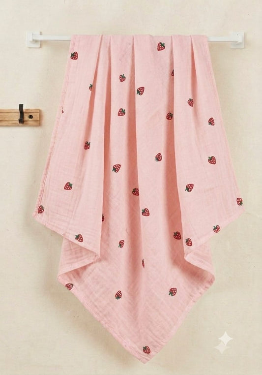 Strawberry Muslin Baby Towel
