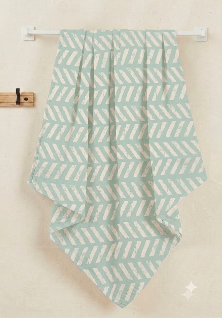 Green stripes Muslin Baby Towel