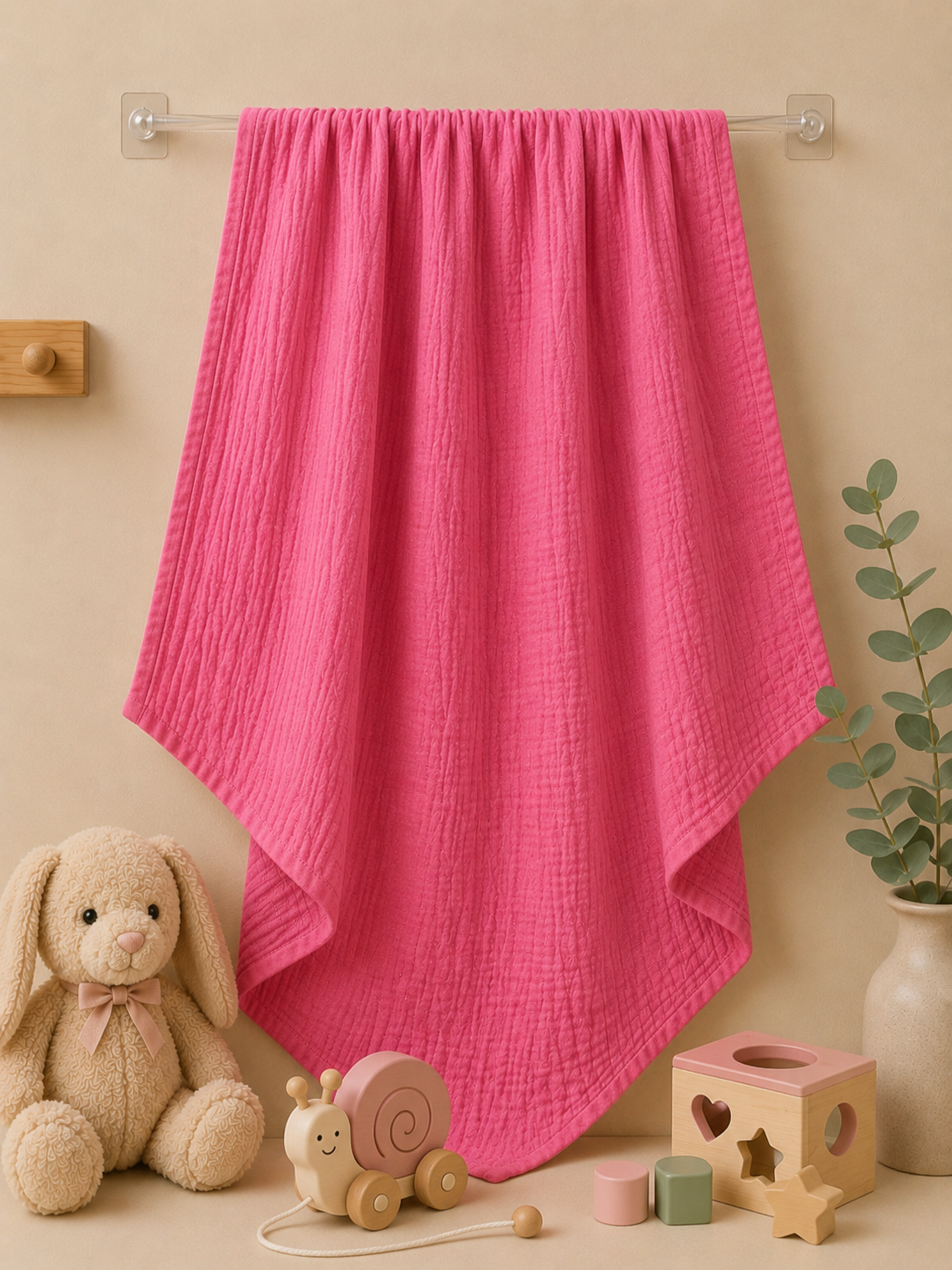 Rosy Muslin Baby Towel